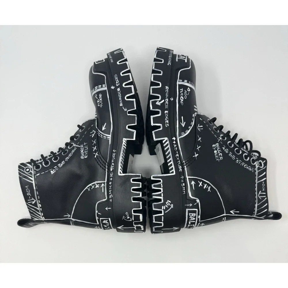 Balenciaga Strike Lace Up Graffiti Boots Size 9 US 42 EU - Picture 3 of 9